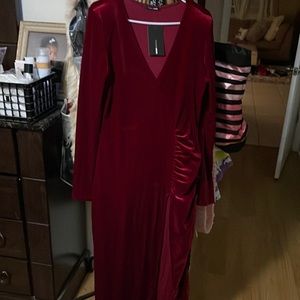 Sexy long red dress with high split